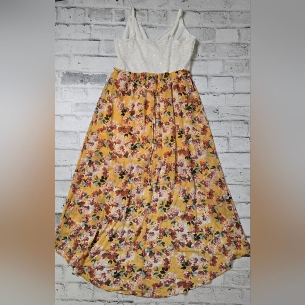 Suzy Shier White Lace & Orange Floral High Low Maxi Dress XL - Picture 10 of 15